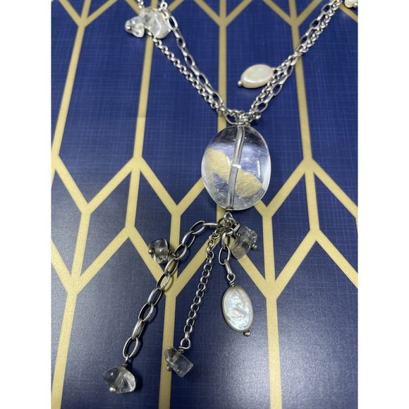 SILPADA N1492 Necklace Vintage‎ Sterling Silver 925 Layered Pearl Lariat Tassel - Picture 3 of 12